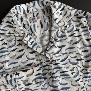 Coton Doux Shirt Womens 1 Whale Print Button Up Cotton Alaska Cruise